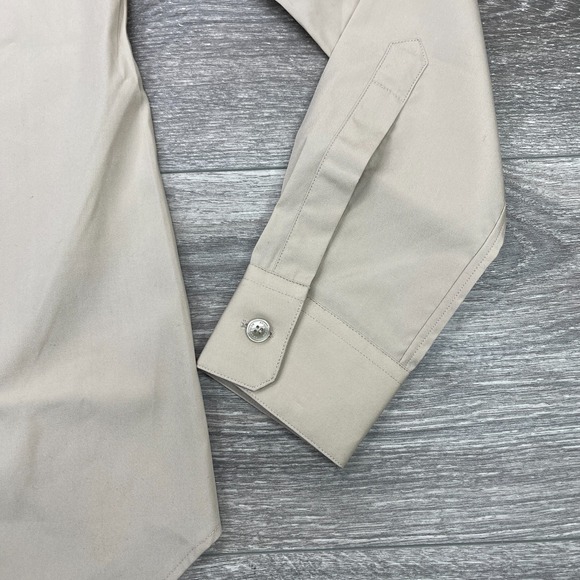 Burberry London Shirt Womens 4 Beige Long Sleeve Button Up Minimalist Office Top - Picture 4 of 15
